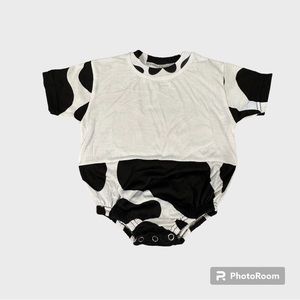 Black and white cow print baby romper bubble romper toddler sublimation blank